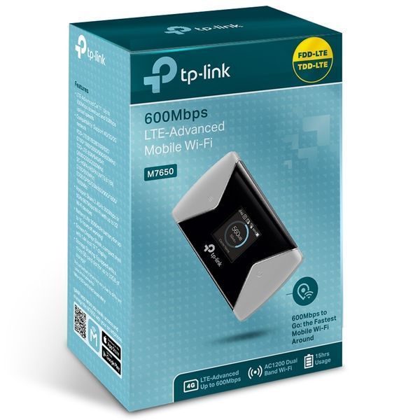 Mobile LTE Wi-Fi AC Dual Band Mini Router TP-LINK "M7650", 1200Mbps, 3000mAh, MicroSD 82303 Imagini