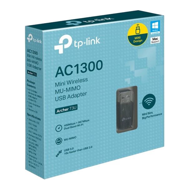 USB3.0 Mini Wi-Fi AC Dual Band LAN Adapter TP-LINK "Archer T3U", 1300Mbps, MU-MIMO 97432 Imagini