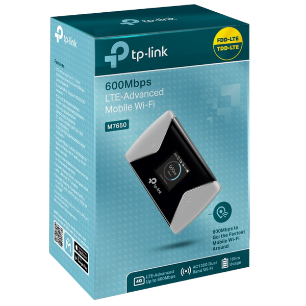 Mobile LTE Wi-Fi AC Dual Band Mini Router TP-LINK "M7650", 1200Mbps, 3000mAh, MicroSD 82303 Imagini