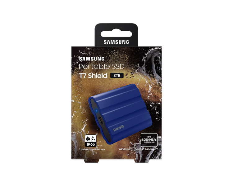 2.0TB Samsung Portable SSD T7 Shield Blue, USB-C 3.1 (88x59x13mm, 98g,R/W:1050/1000MB/s, IP65) 207495 фото