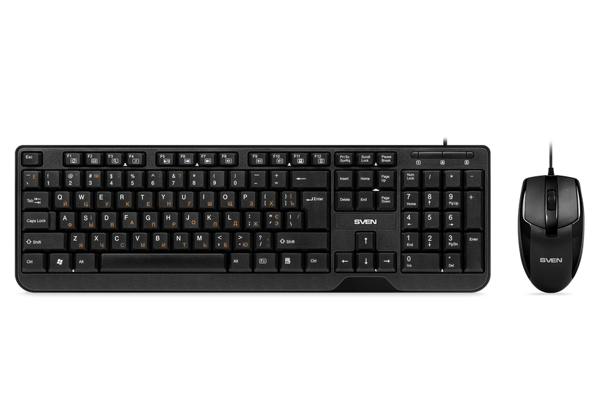 Keyboard & Mouse SVEN KB-S330C, Fn keys, Splash proof, 1200 dpi, 3 buttons, 1.5m, USB, EN/RU, Black 111988 фото