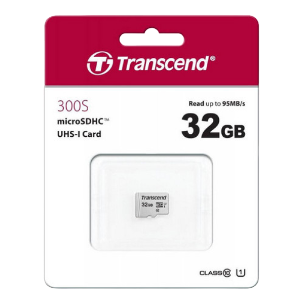..32GB MicroSD (Class 10) UHS-I (U1), Transcend "TS32GUSD300S" (R/W:95/45MB/s) 86776 фото