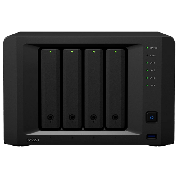 SYNOLOGY "DVA3221" Deep Learning NVR, 4-bay, Intel Atom 4-core 2.1GHz, GTX 1650, 8Gb, 4x1GbE, COM 144281 фото