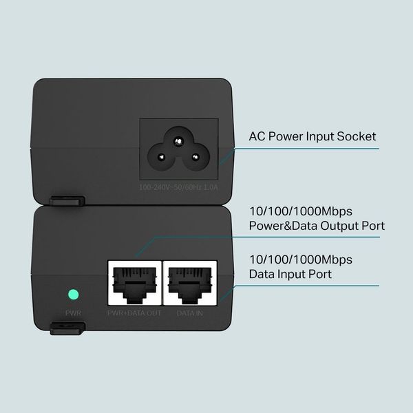 PoE Dual Gigabit port PoE supplier Adapter, TL-PoE160S, IEEE 802.3af/at compliant, 30W, plastic case 134854 фото