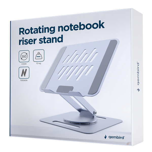 Notebook Rotating Riser Gembird NBS-DR1-01, up to 15.6'', Aluminum, Foldable, Silicone pad, up to 10 228949 фото