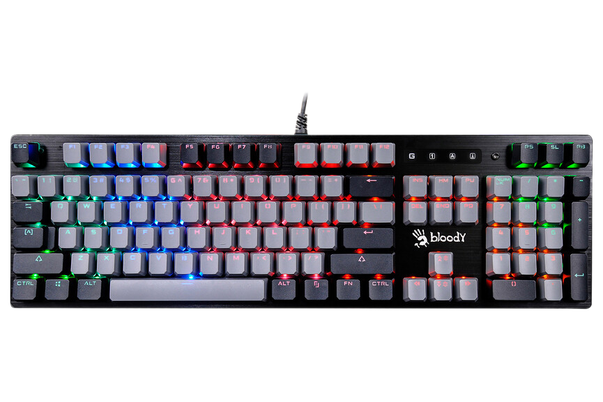 Gaming Keyboard Bloody B828N, Mechanical, Optical Blue Sw, Spill Resistant, Backlit, Grey/Black 203837 фото