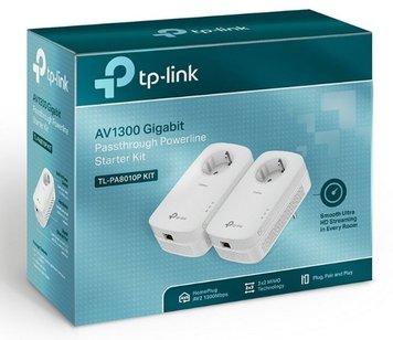 Powerline Adapter TP-Link, TL-PA8010P KIT, AV1300, 2x2MIMO, 1xGbit Port, Passthrough 82299 фото