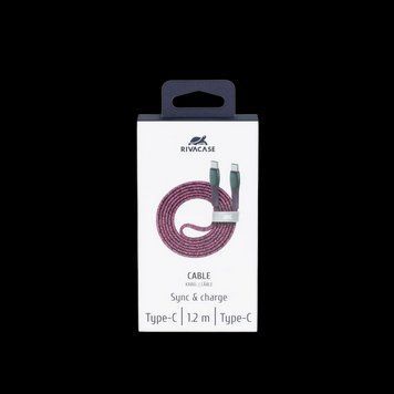 Type-C to Type-C Cable Rivacase PS6105 RD12, nylon braided, 1.2M, Red 209132 Imagini