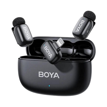 Microphone&nbsp;Wireless&nbsp;Boya&nbsp;Mini 2-03&nbsp;Ultracompact&nbsp;(2 TX+ 1RX Lightning Plug+ Charging case), Black 245578 Imagini