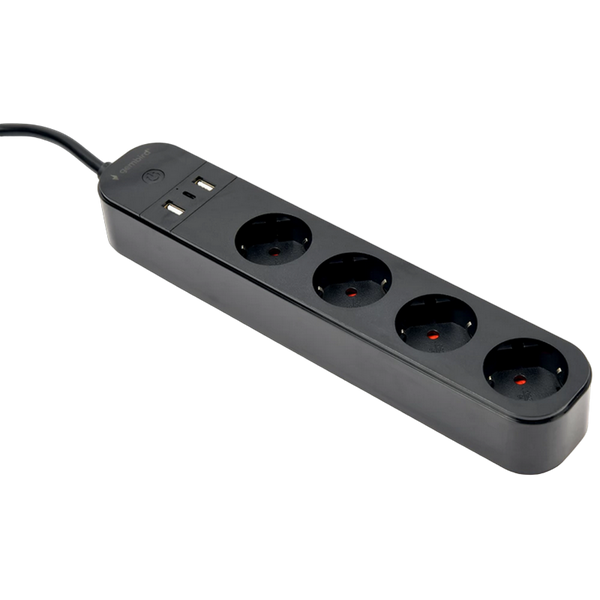 Smart power strip Gembird TSL-PS-S4U-01-, 4 sockets, 1.5 m, with USB charger 2x USB Type-A, 1x USB 211483 фото