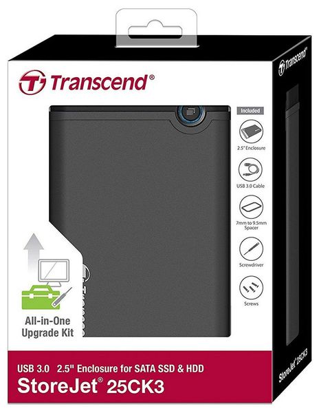 2.5" SATA HDD/SSD External Case Kit (USB3.0) Transcend StoreJet "TS0GSJ25CK3" Rubber, UASP Support 79509 фото