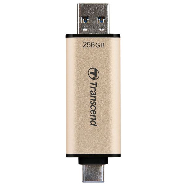 256GB USB3.1/Type-C Flash Drive Transcend "JetFlash 930C", Gold, Classic Cap, OTG (R/W:420/400MB/s) 127070 фото