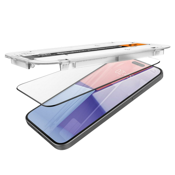 Spigen Смартфон Apple iPhone 15 Plus, EZ FIT, 1pcs, Tempered Glass, Black 209036 фото