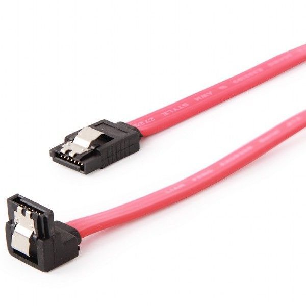 Cable Serial ATA III 50 cm data, 90 degree connector, metal clips, Cablexpert CC-SATAM-DATA90 88009 фото