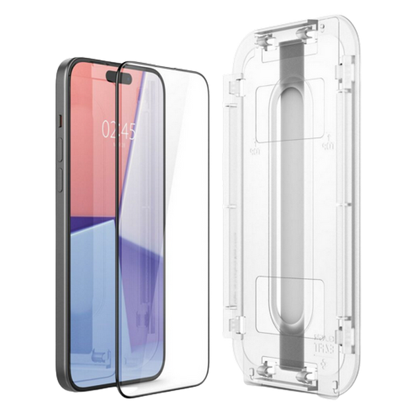 Spigen Смартфон Apple iPhone 15 Plus, EZ FIT, 1pcs, Tempered Glass, Black 209036 фото