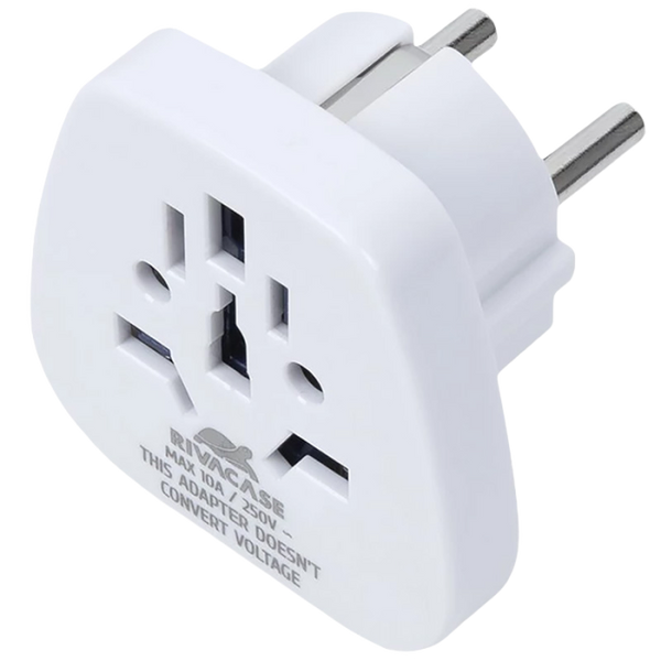 Зарядное устройство Adapter Rivacase PS4100 W00 travel adapter World to EU, White 132131 фото