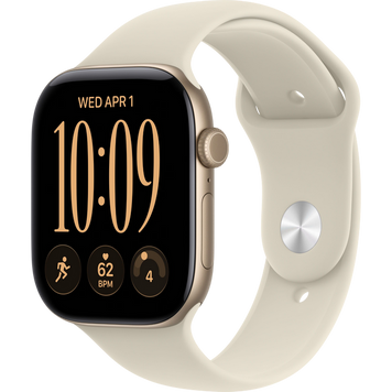 Apple Watch Series 12 GPS, 46mm Light Gold Aluminium Case with Sand Sport Band - S/M MJEN4 272463 Imagini