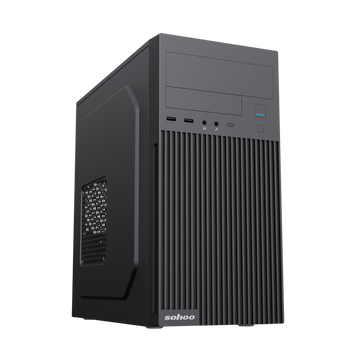 Case mATX 550W Sohoo 6521BK, 0.4mm, 1xUSB-C, 1xUSB3.0, 1xUSB2.0, 1x5.25", 2x3.5", 3x2.5", PSU: ATX-5 224536 фото