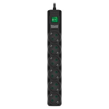 Surge Protector 6 Sockets, 5.0m, Sven "SF-06E-16", Black, flame-retardant material 230690 Imagini