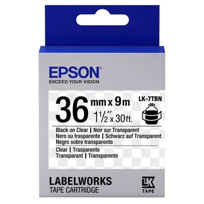 Tape Cartridge EPSON LC7TBN9; 36mm/9m Clear, Black/Clear, C53S628404 117878 фото