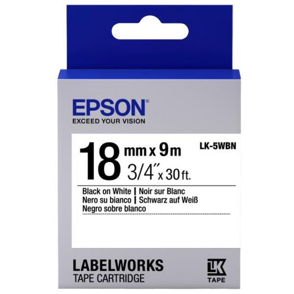 Tape Cartridge EPSON LK-5WBN; 18mm/9m Standard, Balck/White, C53S655006 85515 фото