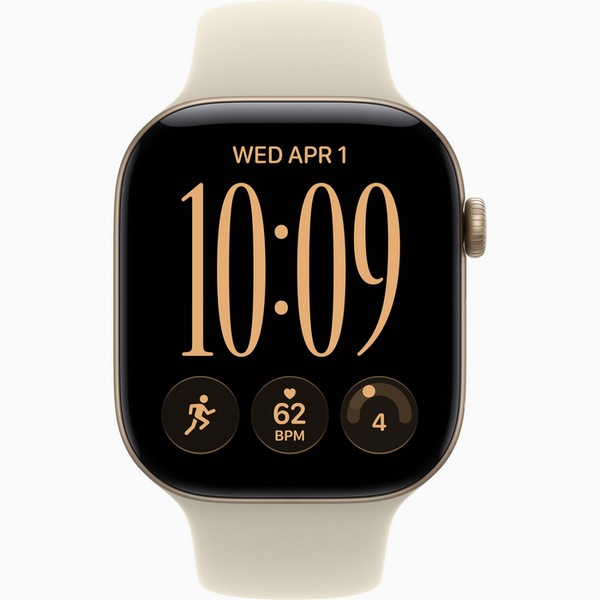 Apple Watch Series 12 GPS, 46mm Light Gold Aluminium Case with Sand Sport Band - S/M MJEN4 272463 фото