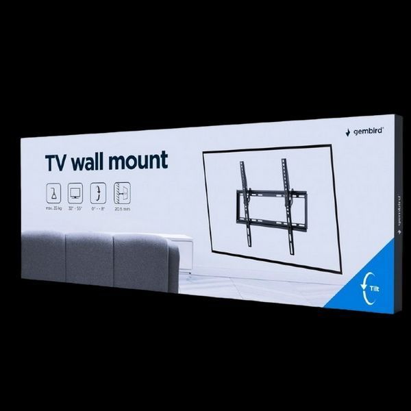 Wall Mount Gembird "WM-55T-03" Black 32"-55", max.35kg, VESA:up400x400, Wall dist: 21mm, 0&deg;/+8&deg; 216152 фото