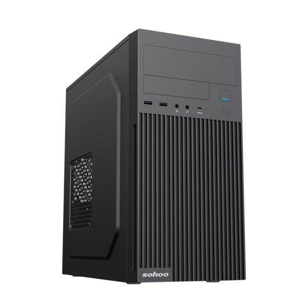 Case mATX 550W Sohoo 6521BK, 0.4mm, 1xUSB-C, 1xUSB3.0, 1xUSB2.0, 1x5.25", 2x3.5", 3x2.5", PSU: ATX-5 224536 фото