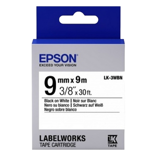 Tape Cartridge EPSON LK3WBN; 9mm/9m Standard, Black/White, C53S653003 79079 фото