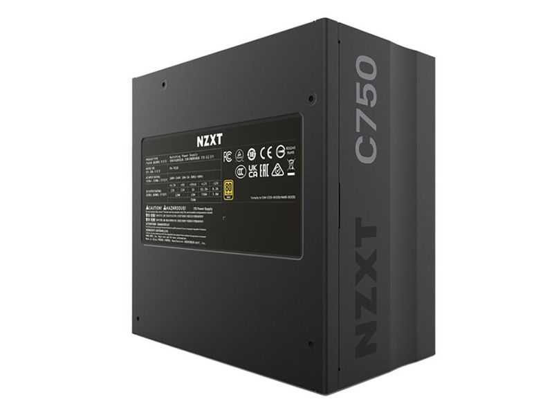 Power Supply ATX 750W NZXT C750, 80+ Gold, 135 mm fan, Zero RPM Fan mode, Active PFC, Full Modular 146911 фото