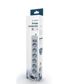 Surge Protector Gembird SPG6-B-6C, 6 Sockets, 1.8m, up to 250V AC, 16 A, Grey 203162 Imagini