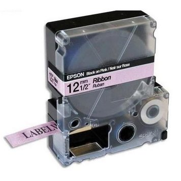 Tape Cartridge EPSON LK4PBK; 12mm/5m Satin Ribbon, Black/Pink, C53S654031 117894 фото