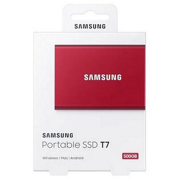 .500GB (USB3.2/Type-C) Samsung Portable SSD T7 , Red (85x57x8mm, 58g, R/W:1050/1000MB/s) 124749 фото