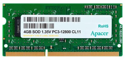 4GB DDR3 1600MHz SODIMM 204pin Apacer PC12800, CL11, 1.35V 97142 фото