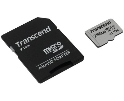 256GB MicroSD (Class 10) UHS-I (U3) +SD adapter, Transcend "TS256GUSD300S" (R/W:95/40MB/s) 96824 фото