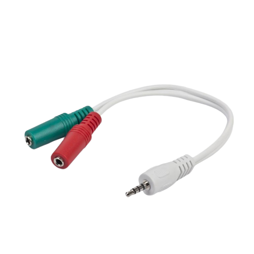 CCA-417W 3.5 mm 4-pin plug to 3.5 mm stereo + microphone sockets adapter cable, 20cm, White 63954 фото