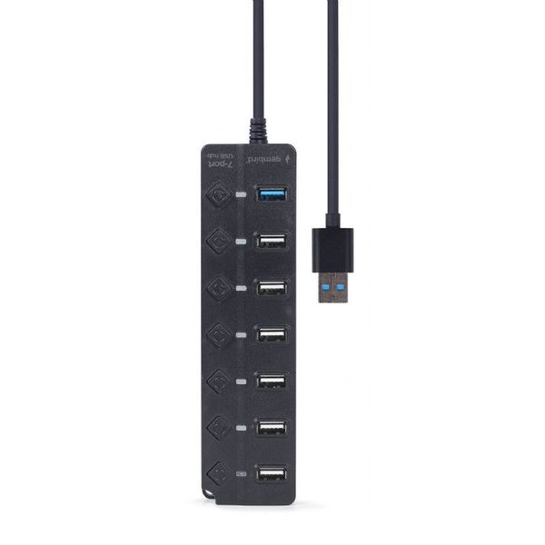 USB 2.0 Hub 7-port with switches, Gembird "UHB-U3P1U2P6P-01", Black 203022 фото
