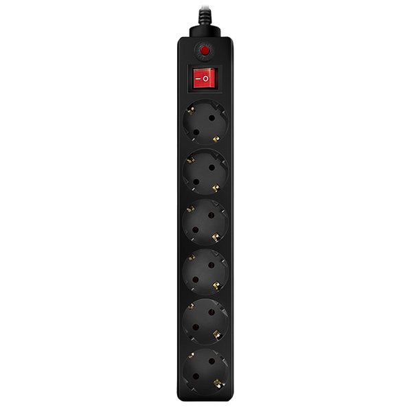 Surge Protector 6 Sockets, 5.0m, Sven Optima, BLACK, Retail color box, flame-retardant 78488 фото