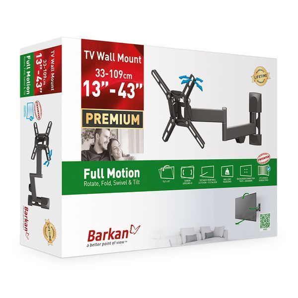 Wall Mount Barkan ''2400'' Black 13" - 39" Full Motion, max.25kg, VESA mm: up to 200x200mm 106374 Imagini
