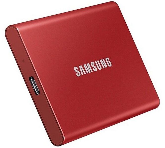 .500GB (USB3.2/Type-C) Samsung Portable SSD T7 , Red (85x57x8mm, 58g, R/W:1050/1000MB/s) 124749 фото
