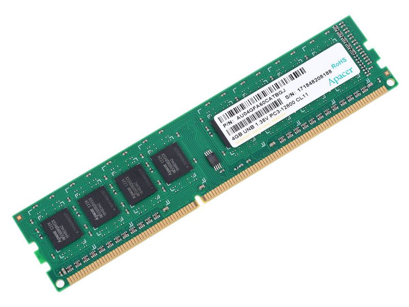.4GB DDR3- 1600MHz Apacer PC12800, CL11, 1.35V 94023 фото