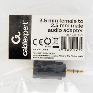 Audio adapter 3-pin*2.5 mm jack to 3-pin*3.5 mm socket, Cablexpert A-3.5F-2.5M 122837 фото