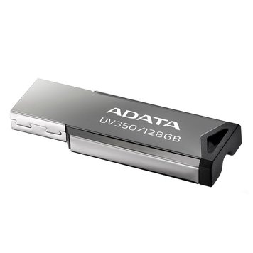 128GB USB3.1 Flash Drive ADATA "UV350", Silver, Metal Case, Slim Capless, Keychain (R/W:60/30MB/s) 120299 фото