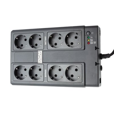 UPS PowerCom CUB-850E 850VA/510W LCD, AVR, USB-B, RJ45/RJ11, 8*Schuko 132326 фото