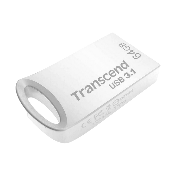 64GB USB3.1 Flash Drive Transcend "JetFlash 710S", Silver, Metal Case, Ultra-Slim (R/W:90/30MB/s) 66227 фото