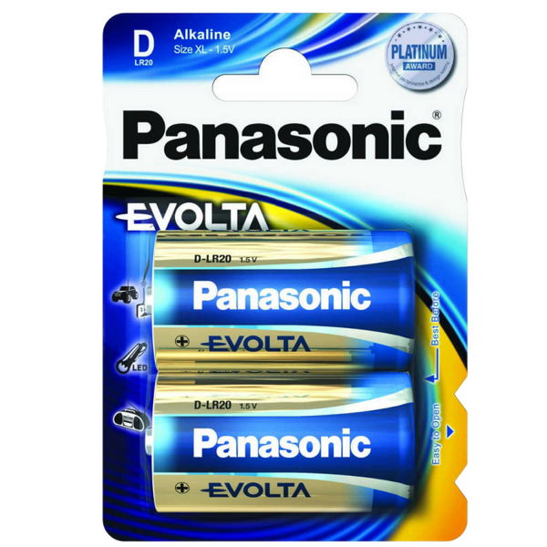 D size Panasonic "EVOLTA" 1.5V, Alkaline, Blister*2, LR20EGE/2BP 71702 фото