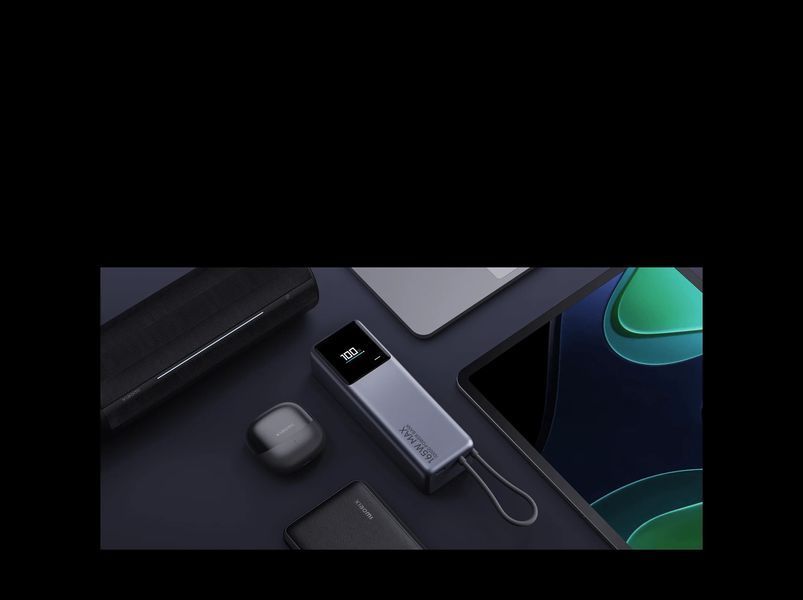 Портативное зарядное устройство, Xiaomi 10000 mah, (Integrated Cable) 165W, Black, GL 230337 фото