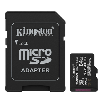 ..64GB MicroSD (Class 10) UHS-I (U1) +SD adapter, Kingston Canvas Select Plus Gen3 "SDCS3/64GB" (R:1 240598 фото