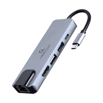 Docking Station Gembird A-CM-COMBO5-04, USB3.1, USB-C, USB2.0, HDMI, LAN, PD 87W, Metal housing 148817 Imagini