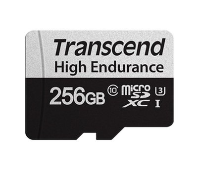 256GB MicroSD (Class 10) UHS-I (U3),+SD adapter, Transcend "TS256GUSD350V" (R/W:95/45MB/s,Endurance) 128721 фото